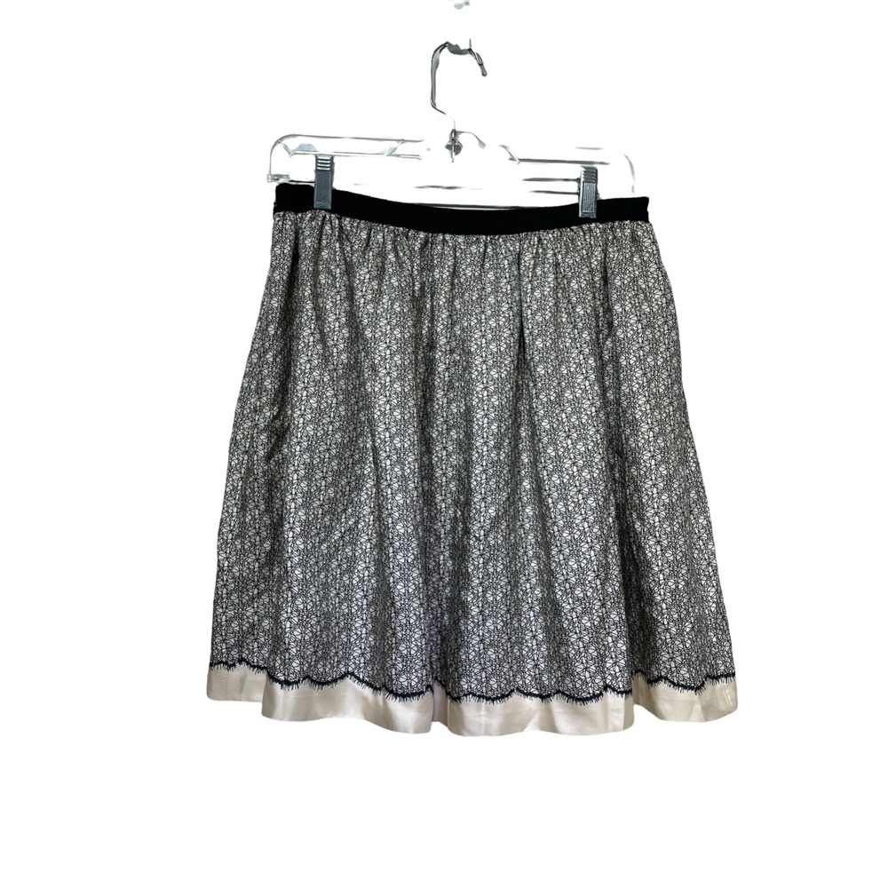 miss wu silk geometric squiggle skirt womens Size 10